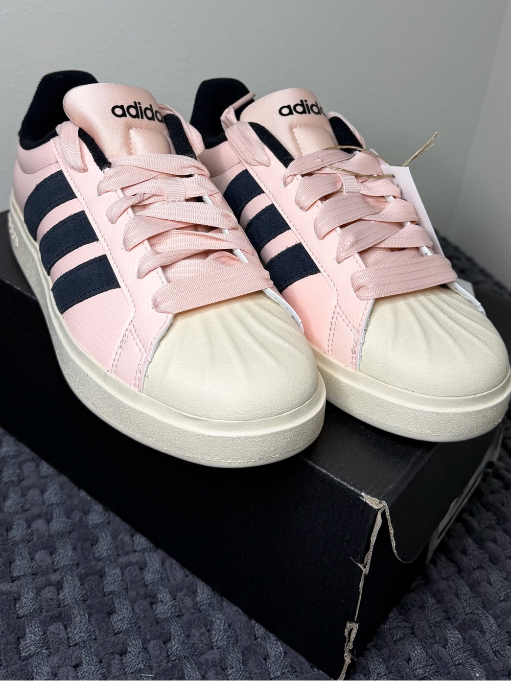 adidas Pink and Black Platform Casual Sneakers